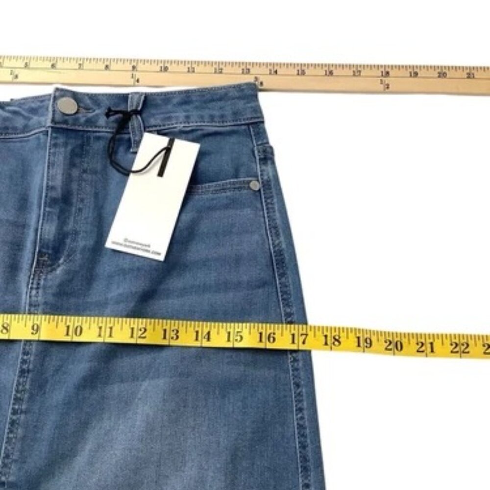 NWT Oat New York Skirt Size 28 Front Slit Midi Jean Blue Denim Womens Size 2/26 - Picture 6 of 8